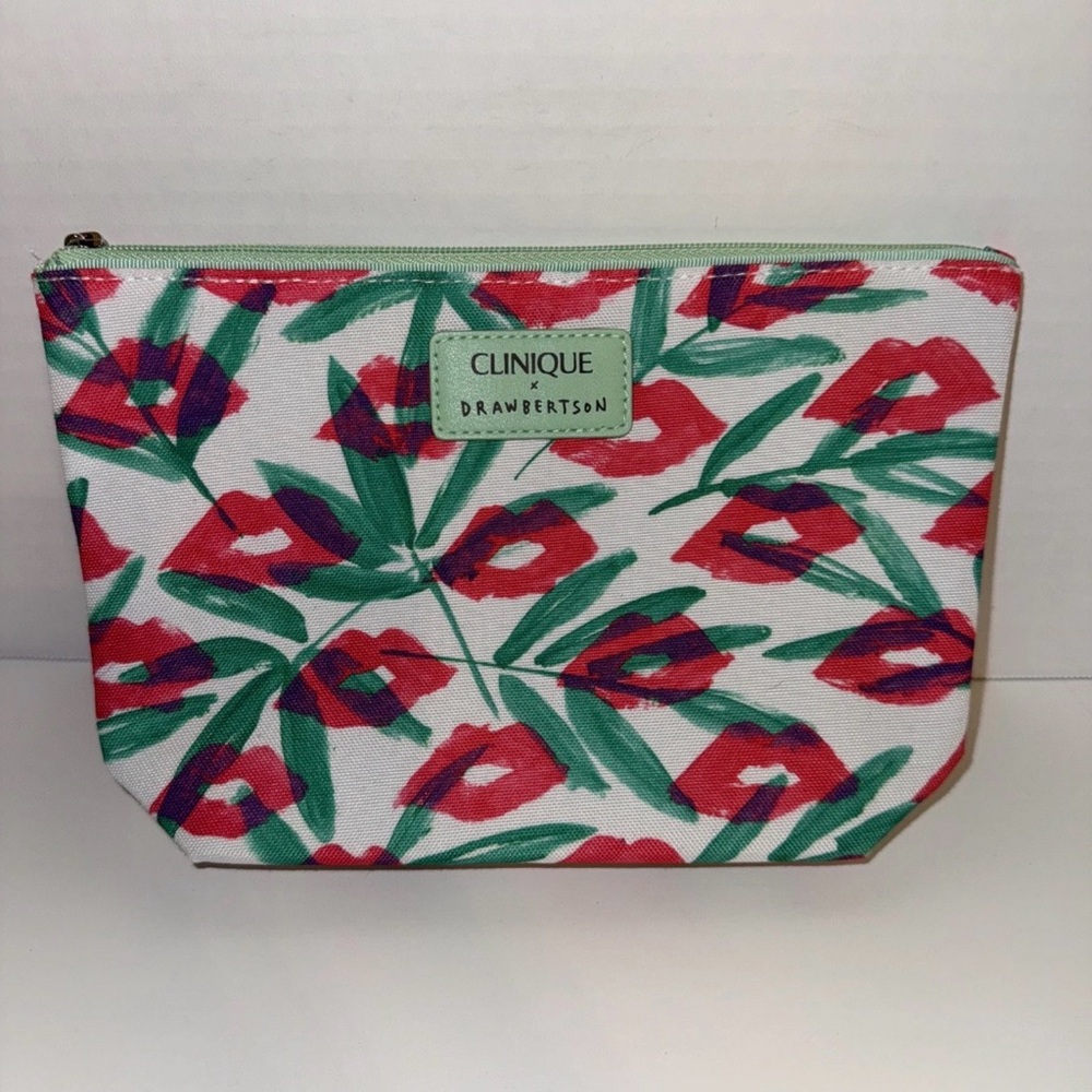 Clinique x Drawbertson Floral Lips Makeup/Toiletries Bag  NWT. BAG ONLY